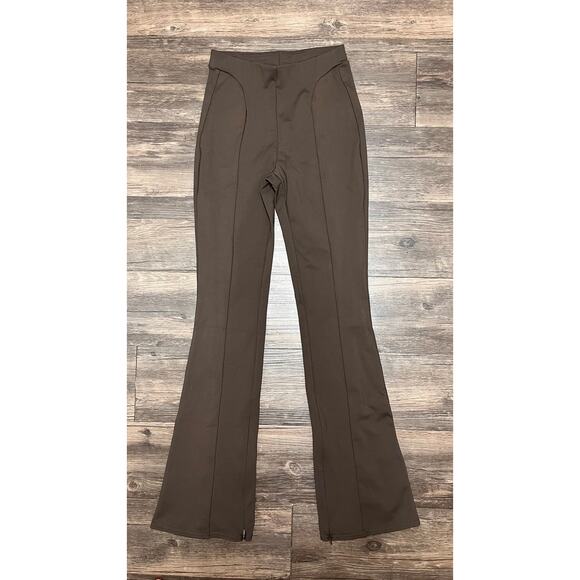 Alo Yoga Brown High Waist Flare Leggings Front Slit Bootcut S 29” Clean Girl - Picture 2 of 10
